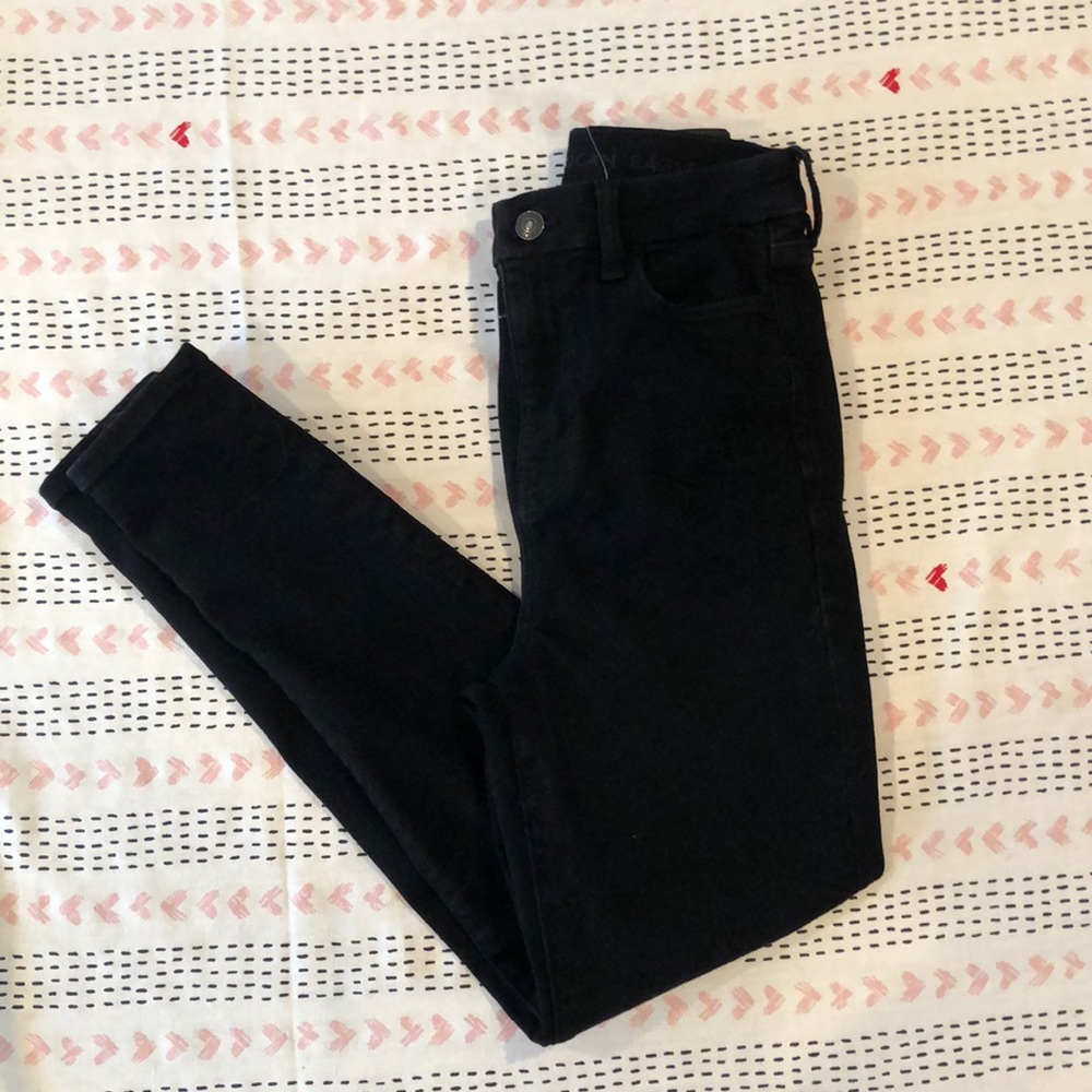 American Eagle black curvy highest rise jegging